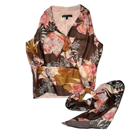 LAFAYETTE 148 NEW YORK Floral Silk Sleeveless Wrap Top And Skirt Size 10… - Picture 5 of 16